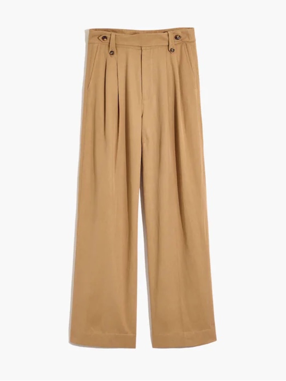 Madewell Harlow Wide Leg Trouser Pants Tan Khaki High Rise Pleated 25390